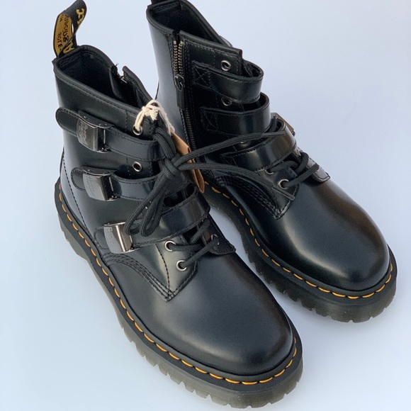 black leather boots square toe